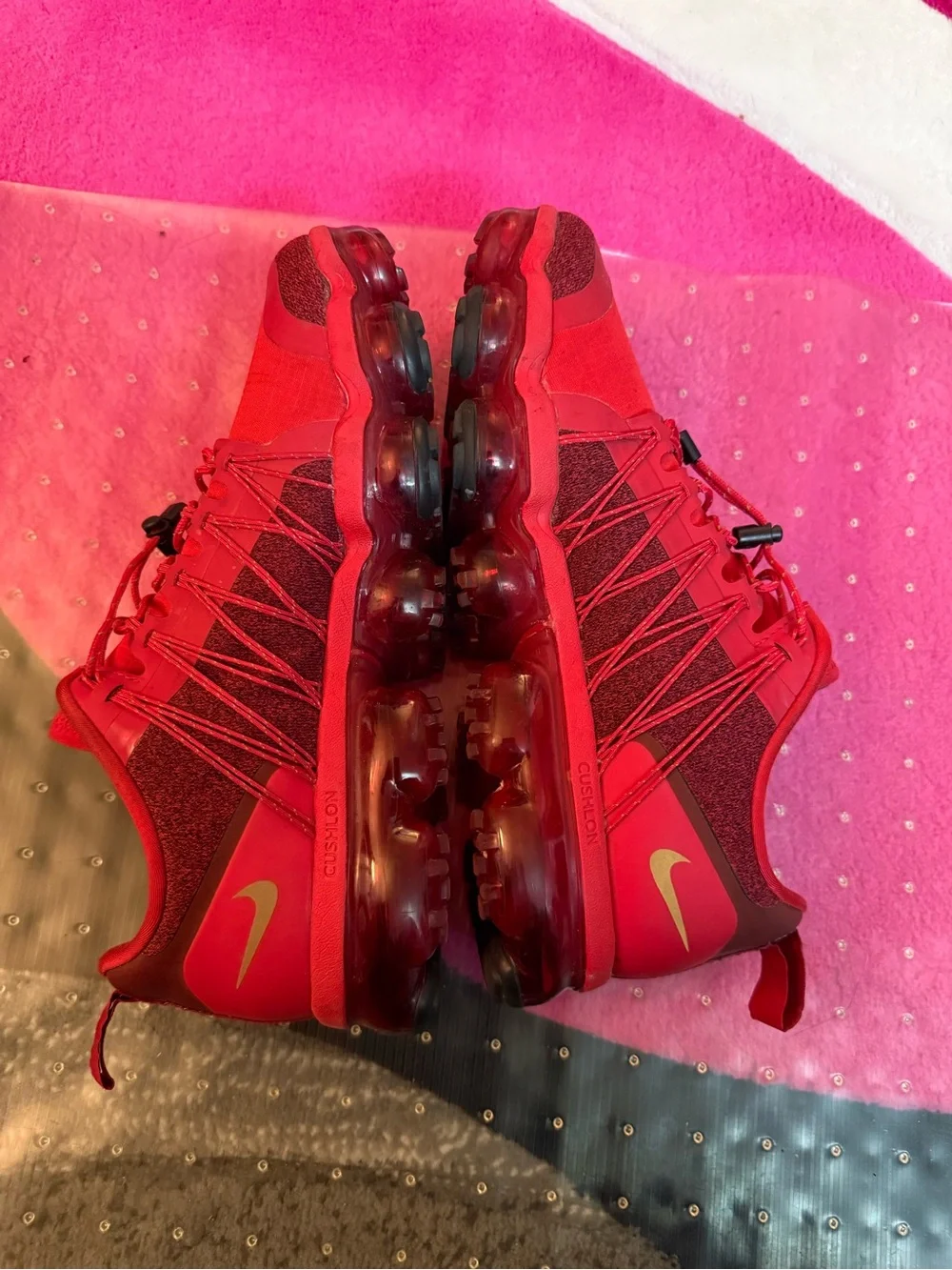 Nike Kids' Red and Gold Air VaporMax Sneakers